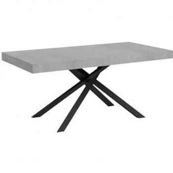Mesa extensible Karida 90x180/284 cm efecto madera gris cemento con estructura de hierro antracita