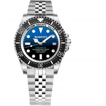 Bobroff Men's Automatic Watch BF0003J, 42mm, Silver/Blue Stainless Steel