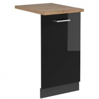Panel frontal para lavavajillas R-Line, Negro brillo intenso, 45 cm, Efecto Roble