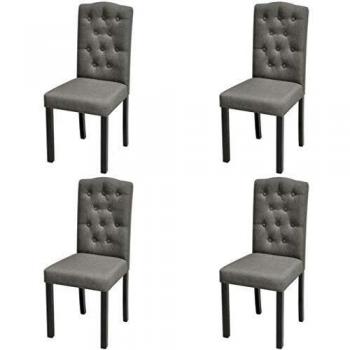 vidaXL 4x Sillas de Salón Comedor Clásicas de Madera Tapizada Tela Gris