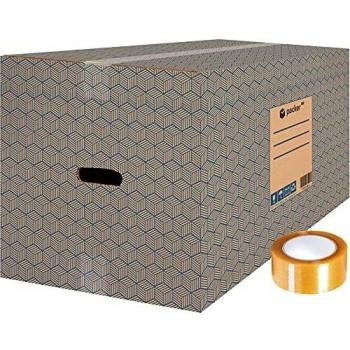 packer PRO Pack 10 Cajas Carton Mudanza y Almacenaje Ultra Resistentes con Asas y Cinta Adhesiva 600x400x400mm