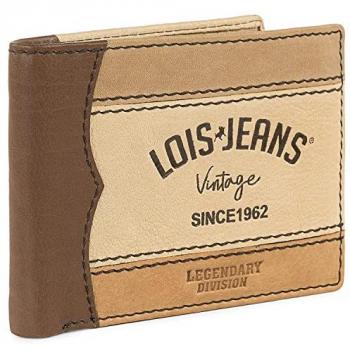 Cartera de Piel para Hombre Lois 203207 con Protección RFID, Color Marrón Claro, Diseño Casual y Múltiples Compartimentos