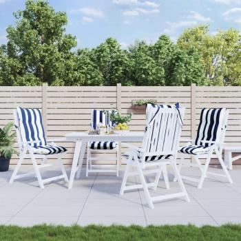 Cojines de Silla Respaldo Alto 4 Piezas Tejido Oxford Rayas Azul y Blanco