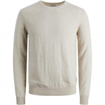 Jack & Jones Jersey Cuello Redondo Emil Knit Noos - Sudadera de hombre, color oatmeal, tejido de punto, diseño clásico con cuello redondo