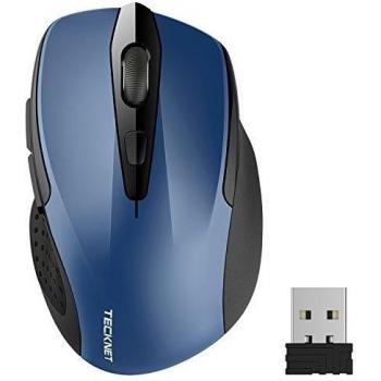 TECKNET Ratón Inalámbrico Portatil, 2.4G Mouse Inalámbrico Pro Óptico 5 Niveles 2600 dpi,6 Botones, 24 Meses Duración de Batería con Nano Receptor para Laptop,PC,Ordenador,Chromebook,Notebook