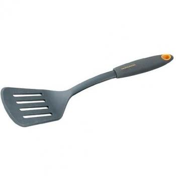 Fackelmann Soft Espátula Cocina con Ranuras, Paleta Universal, Nylon Resistente hasta 230ºC y Mango Suave, Ergonómico y Antideslizante, 31x8 cm, 1 ud.