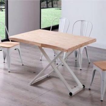Mesa Centro Elevable Zoe 120 X 80 Cm Roble Nordish / Blanco Tapa Irregular