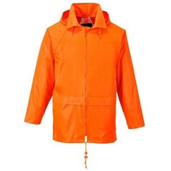 Chaqueta Impermeable Clásica Portwest Naranja Talla L con Capucha Desmontable