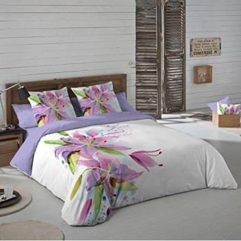 NATURALS Juego De Funda Nórdica Lily Flowers Blanco / Lila / Verde Cama 135