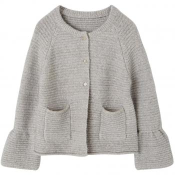 VERTBAUDET Chaqueta de Punto para niña de Manga Trompeta Gris Medio Liso 2-3 Anos, 94CM