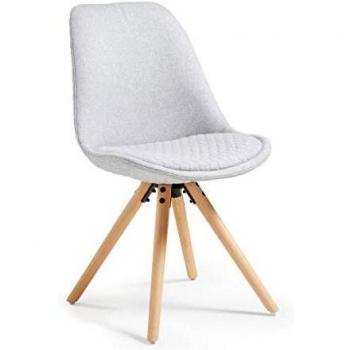 Kave Home - Silla Ralf con Asiento Acolchado y Patas de Madera.