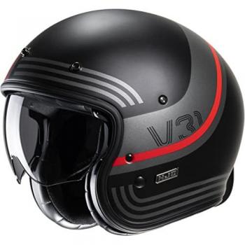 Casco Jet HJC V31 Byron Retro Negro Gris Rojo Talla L