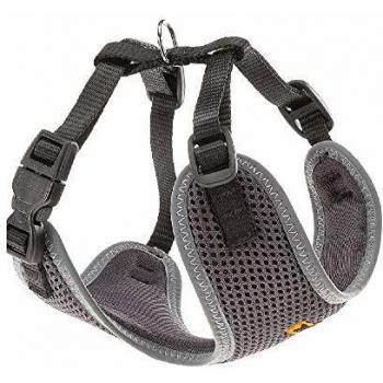 Arnés para Perros Ferplast Nikita S en Nylon Transpirable Negro/Gris - Tamaños: 24-31 cm y 30-41 cm, Ancho: 15 mm
