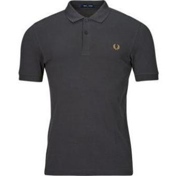 Fred Perry Men's Cotton Pique Polo Shirt in Anchor Grey/Dark Caramel