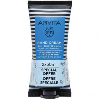 Apivita Pack Crema de Manos Hiperico 50ml & Bálsamo Labial Manteca de Cacao 4.4g