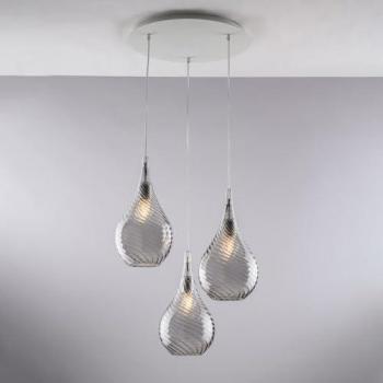 Lámpara de Araña Moderna Pluvia 3 Luces E27 en Vidrio Gris Humo