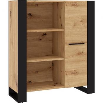 Estantería abierta Nuka J 90 cm - Roble artesanal/Negro