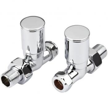 New Modern Chrome Central Heating Towel Rail Radiator Valves Taps 15mm Straight Pair NEW by Trueshopping