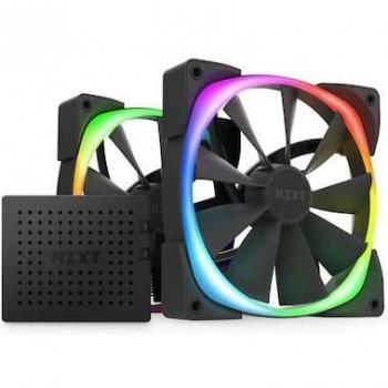 NZXT AER RGB 2 Pack Doble Ventiladores de Caja PWM 140mm Blanco con Controlador de Iluminación HF-2814C-DW