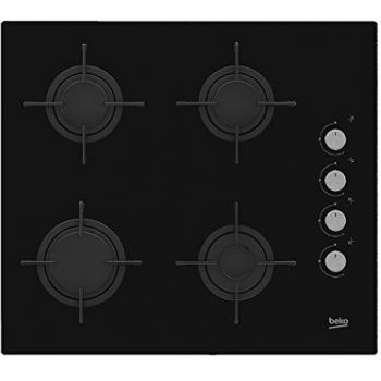 Beko HILG 64120 S Placa de cocina integrada de gas 60 cm, 7400 W, 4 zonas, color negro