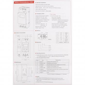 Heschen Interruptor de relé de temporizador semanal de alimentación, Digital, LCD, THC15A, AC 220V a 240V, 16A SPST, 35 mm, carril DIN