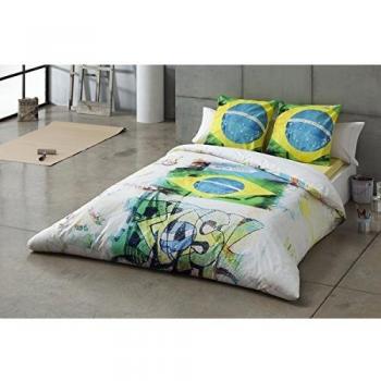 ES-Tela - Funda nórdica Combi Brasilia - Cama de 135/140 cm. - Impresión Digital - Parte Estampada 100% Algodón - Parte Lisa 50% Algodón / 50% Poliéster - 144 Hilos