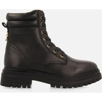 Gioseppo Berkshire Black Leather Military Style Boots with Track Sole EU 41