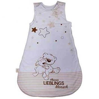 Saco de Dormir para Bebé Kleiner Lieblingsmensch, 2.5 TOG, Unisex, Tamaño 70 cm, Algodón Blanco con Cierre Lateral y Botones a Presión