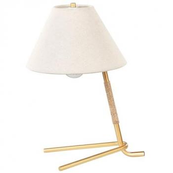 Lámpara de mesa moderna con pantalla de vidrio dorado y base de varilla de hierro, luz individual Fleming