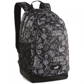 Mochila casual Puma Academy Backpack, mochila unisex para adultos y niños, color negro con gráfico en blanco y negro, diseño deportivo, tamaño OSFA
