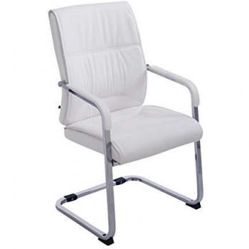 Silla de Conferencia Anubis XXL en Polipiel Blanco con Reposabrazos y Capacidad de Carga 260 kg