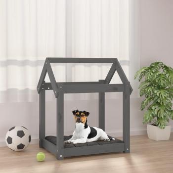 Cama para perros de madera maciza de pino gris 61x50x70 cm
