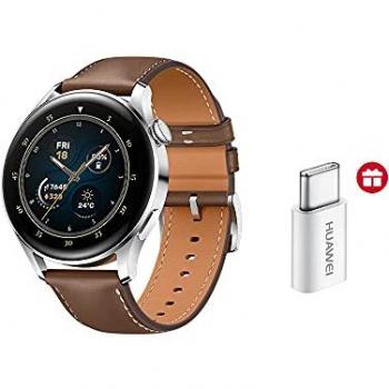 Huawei Watch 3 Classic Smartwatch with 5V2A Type C Adapter - Brown