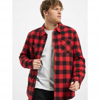 Urban Classics Padded Check Flannel Shirt with Laces - Black/Red, XL