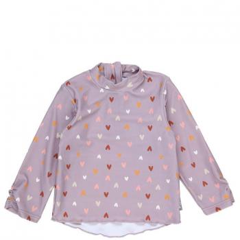 Camiseta de baño de manga larga con corazón en color lila