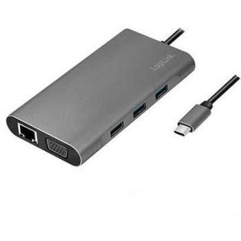 LogiLink UA0383 Base para Portátil y Replicador de Puertos Alámbrico USB 3.2 Gen 1 (3.1 Gen 1) Type-C Plata