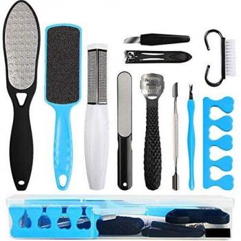 7 stars Kit de Pedicura, 13 en 1 Profesional Kit de Herramientas de Pedicura Conjunto de Pie de Acero Inoxidable Escofina de Pie Remover la Piel Muerta Para el Cuidado de los Pies en Hogar