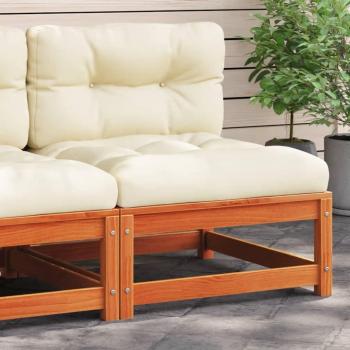 Armless Garden Sofa with Cushions in Wax Brown Solid Pine