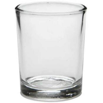 Portavelas de vidrio para vela tealight, 6,5 cm de alto y 4,5 cm de diámetro, set de 4 piezas