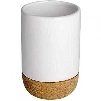 Wenko Corc Vaso para Cepillos de Dientes, Cerámica, Blanco, 7.5x7.5x11.5 cm