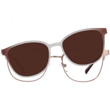 Cuadrado Clip-On Metálico Rose-Dorados Armazones para Mujer - Gafas Recetadas Anti-Azules - SmartBuy Collection