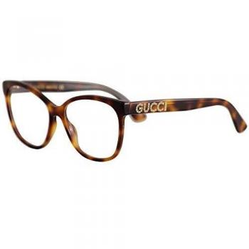 Occhiali da Vista Donna Gucci GG0421O Seasonal Icon 002 Havana a Gatto Logo Glitter
