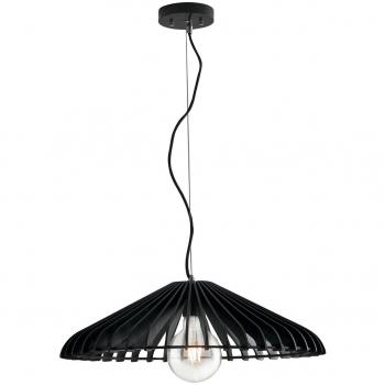 Lámpara de techo colgante Calder Bois con estructura de alambre negra, 30x10,5 cm, incluye cordón de tejido negro y soporte para 1 ampoule