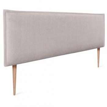 Cabecero Tapizado de Lino Natural Beige con Ribete y Patas 145x105cm para Camas 120/135/140