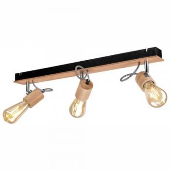 Lámpara de Techo Gustavo EPIKASA, Metal y Madera, Marrón y Negro, 13x61x10 cm