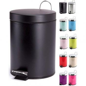 MSV 3 L Papelera Negra 3L, Acero Inoxidable, 2 cm