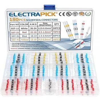 electrapick 180 piezas Conector Eléctrico Termocontraíble soldadura de estaño Terminales de Cable Impermeable para auto