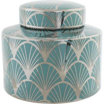 Jarrón de porcelana rosa con detalles cromados y diseño oriental de DKD Home Decor