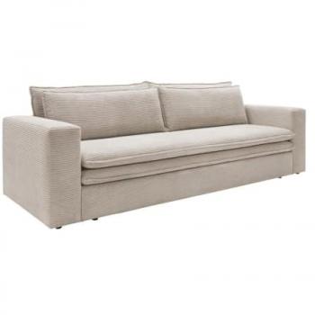 Sofá cama de 3 plazas de terciopelo acanalado color crema TILIA