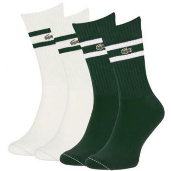 Calcetines Lacoste RA6842-YRR Stripe Contrasted verde blanco (2 pares) T. 39-42